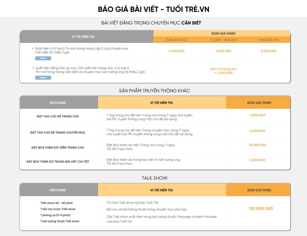 quảng cáo trên báo tuổi trẻ